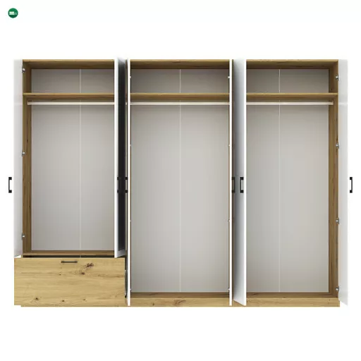 ALTA gardróbszekrény tölgy/fehér színben 260 cm