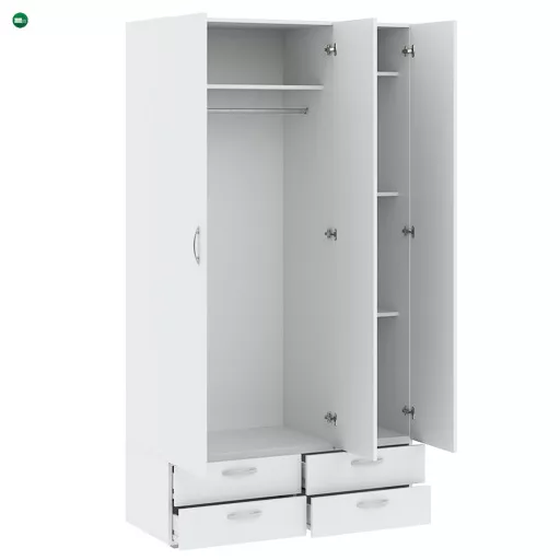 BASIC Gardróbszekrény Fehér Színben 110 cm