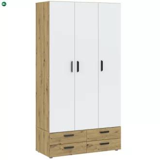 BASIC Gardróbszekrény Tölgy/Fehér Színben 110 cm 3D4S