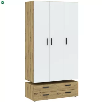 BASIC Gardróbszekrény Tölgy/Fehér Színben 110 cm 3D4S