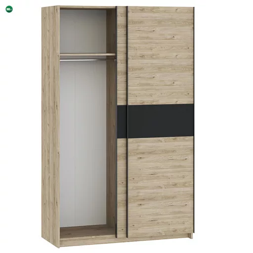 BERNO 120 cm. Gardróbszekrény Tölgy/Antracit Színben