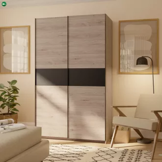 BERNO 120 cm. Gardróbszekrény Tölgy/Antracit Színben