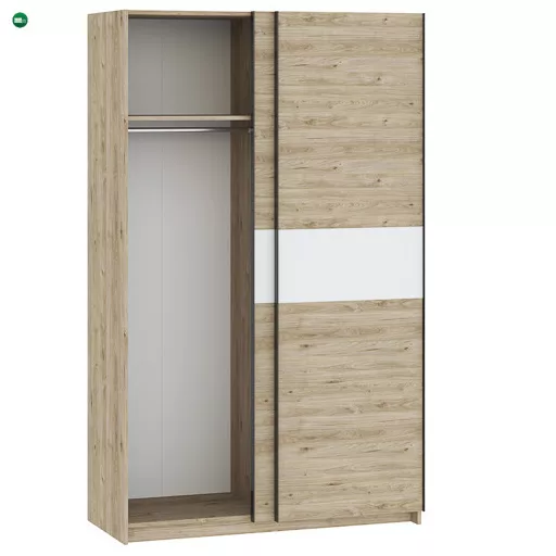 BERNO Gardróbszekrény Tölgy/Fehér Színben 120 cm