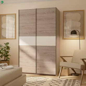 BERNO Gardróbszekrény Tölgy/Fehér Színben 120 cm