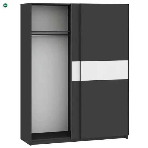 Berno 150 cm. Gardróbszekrény Antracit/Fehér Színben