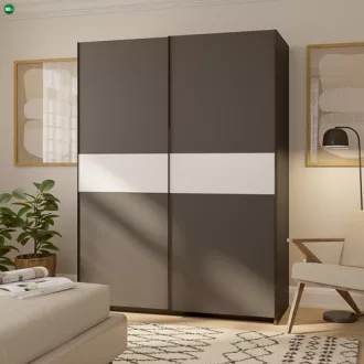 Berno 150 cm. Gardróbszekrény Antracit/Fehér Színben