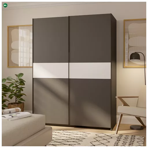 Berno 150 cm. Gardróbszekrény Antracit/Fehér Színben
