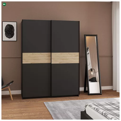 Berno 150 cm. Gardróbszekrény Antracit/Tölgy Színben