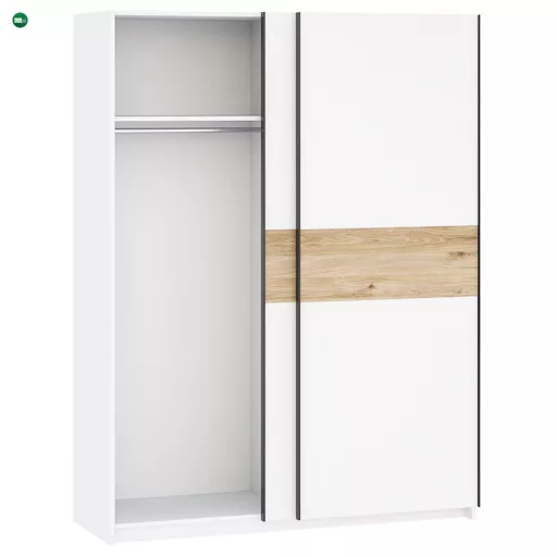 BERNO 150 cm. Gardróbszekrény Fehér/Tölgy Színben