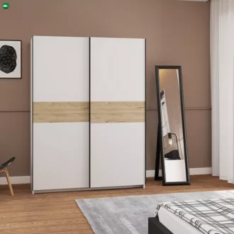 BERNO 150 cm. Gardróbszekrény Fehér/Tölgy Színben