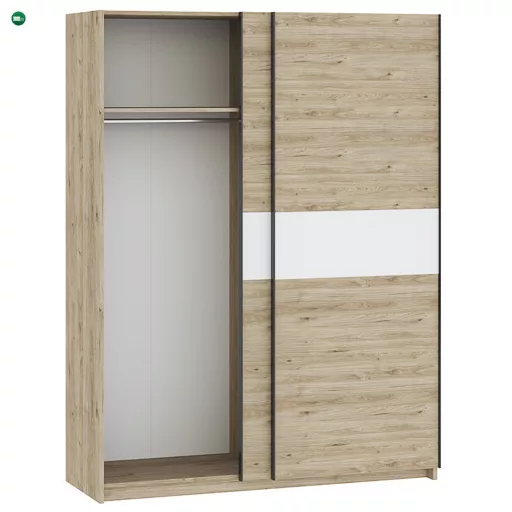 BERNO 150 cm. Gardróbszekrény Tölgy/Fehér Színben