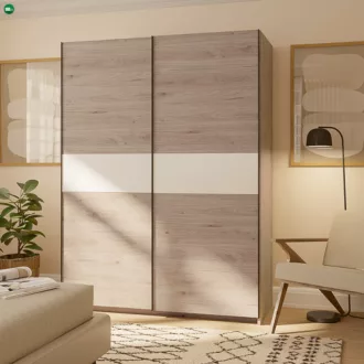 BERNO 150 cm. Gardróbszekrény Tölgy/Fehér Színben