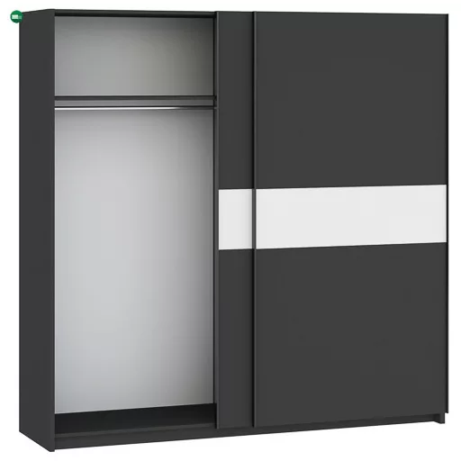 BERNO 200 cm. Gardróbszekrény Antracit/Fehér Színben