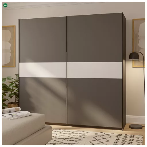 BERNO 200 cm. Gardróbszekrény Antracit/Fehér Színben