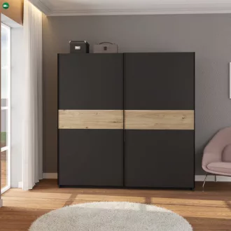 BERNO 200 cm. Gardróbszekrény Antracit/Tölgy Színben