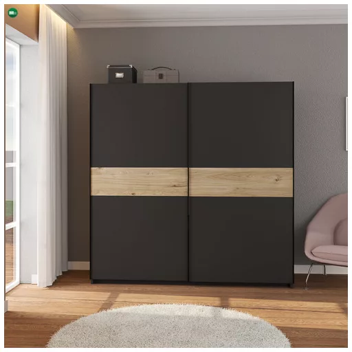 BERNO 200 cm. Gardróbszekrény Antracit/Tölgy Színben