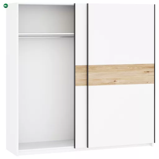 BERNO 200 cm. Gardróbszekrény Fehér/Tölgy Színben