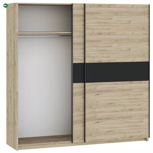BERNO 200 cm Gardróbszekrény Tölgy/Antracit Színben.