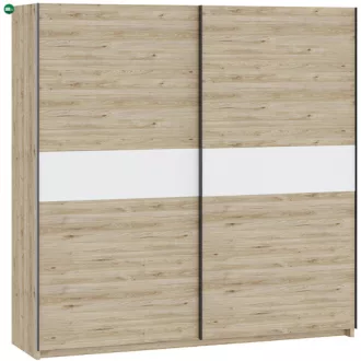 BERNO 200 cm Gardróbszekrény Tölgy/Fehér Színben
