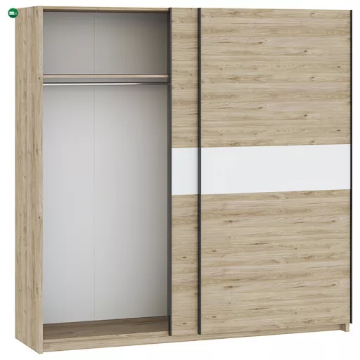 BERNO 200 cm Gardróbszekrény Tölgy/Fehér Színben