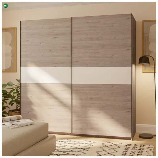 BERNO 200 cm Gardróbszekrény Tölgy/Fehér Színben