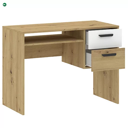 BASIC TWO íróasztal tölgy/fehér színben, 100 cm