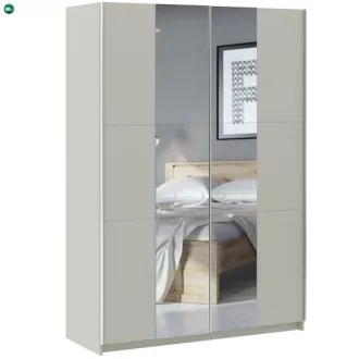 LUSE Gardrobeszekrény Beige Színben Tükörrel 150 cm