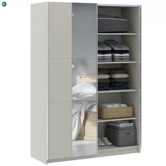LUSE Gardrobeszekrény Beige Színben Tükörrel 150 cm