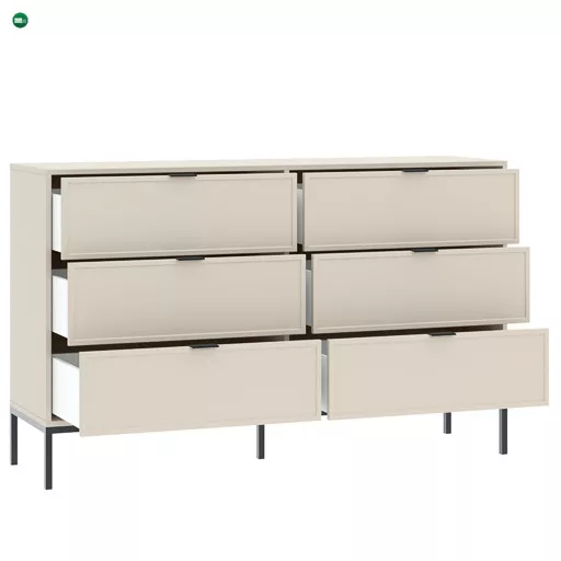 DECO komód bézs színben, 6 fiókkal, 150 cm