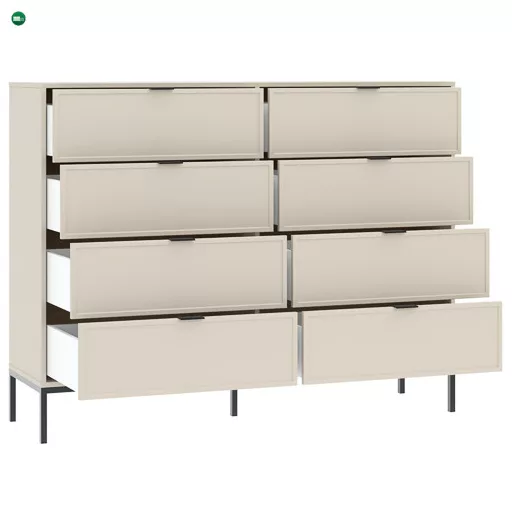 DECO komód bézs színben, 8 fiókkal, 150 cm