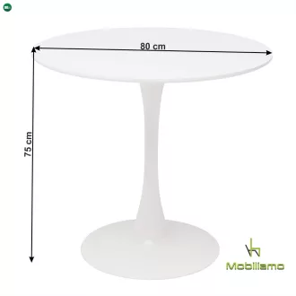 Jesolo Modern Kerek Étkezőasztal Fehér Színben
