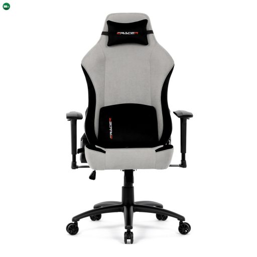 Gamer forgószék, ezüst szövet, hintaszerkezet, 90°-180°-os háttámla pozicionálás, 3D karfák, memóriahab párnák