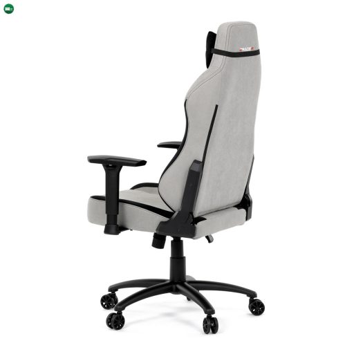 Gamer forgószék, ezüst szövet, hintaszerkezet, 90°-180°-os háttámla pozicionálás, 3D karfák, memóriahab párnák