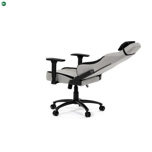 Gamer forgószék, ezüst szövet, hintaszerkezet, 90°-180°-os háttámla pozicionálás, 3D karfák, memóriahab párnák