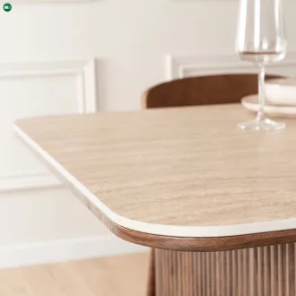   Téglalap alakú étkezőasztal 180 cm méretben, travertin/dió színben ARAMIS
