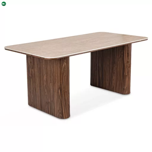 Téglalap alakú étkezőasztal 180 cm méretben, travertin/dió színben ARAMIS