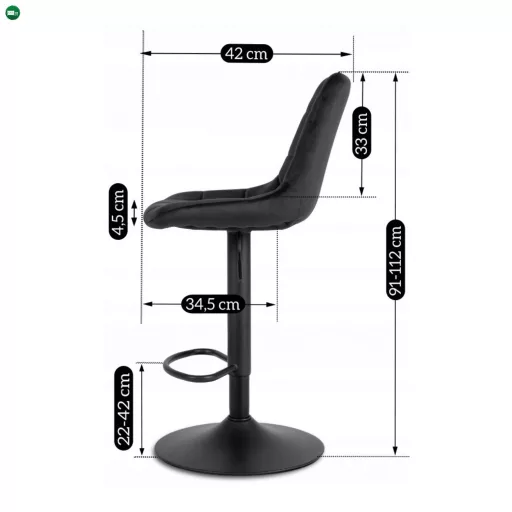 ARCOS 2 bárszék fekete bársony