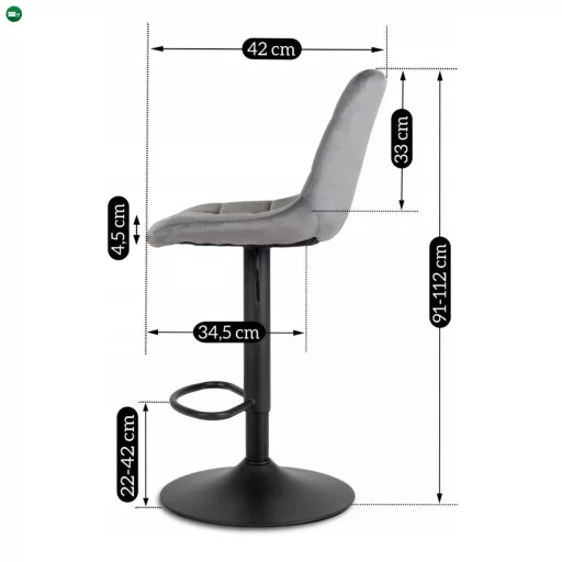 ARCOS 2 bárszék szürke bársony