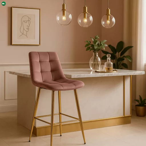 Bárszék rózsaszín bársony, ARIEL