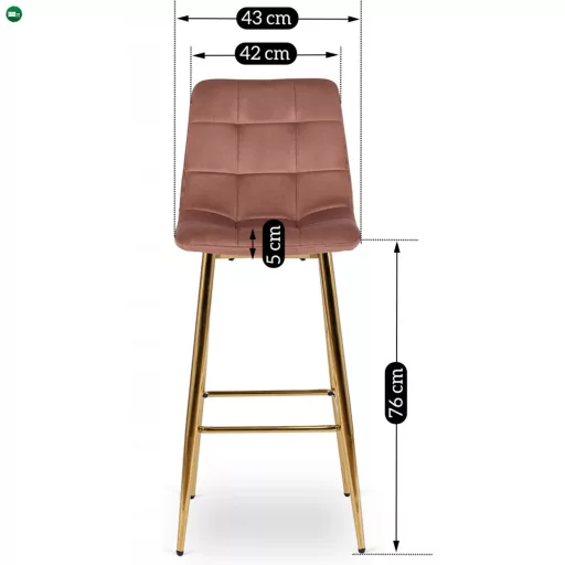 Bárszék rózsaszín bársony, ARIEL