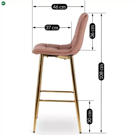 Bárszék rózsaszín bársony, ARIEL