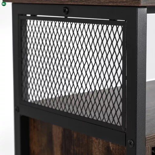 Komód 100 cm, polcos kivitelben, rusztikus tölgy/fekete színben ARLO