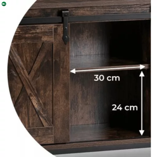 Komód 100 cm, polcos kivitelben, rusztikus tölgy/fekete színben ARLO