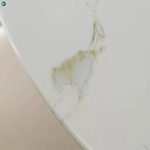 BALI üveg asztal 100 cm fehér márvány/arany