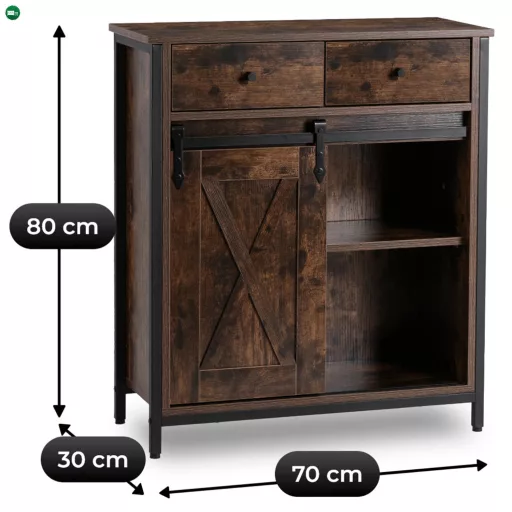 Komód 70 cm, rusztikus tölgy/fekete színben COLE