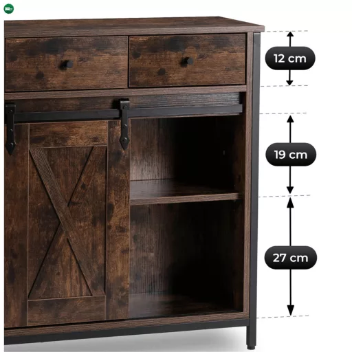Komód 70 cm, rusztikus tölgy/fekete színben COLE