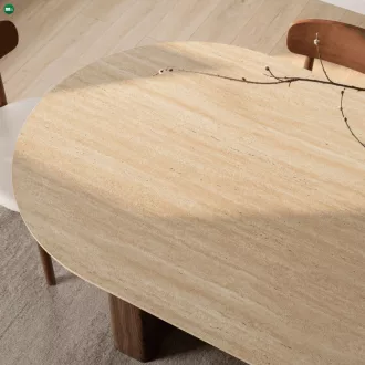   Ovális étkezőasztal 200 cm méretben, travertin/dió színben DARIO