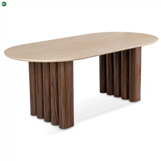 Ovális étkezőasztal 200 cm méretben, travertin/dió színben DARIO