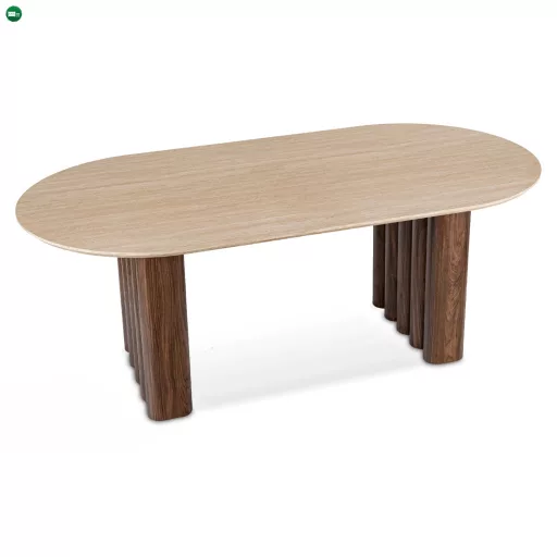 Ovális étkezőasztal 200 cm méretben, travertin/dió színben DARIO