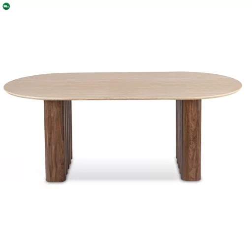 Ovális étkezőasztal 200 cm méretben, travertin/dió színben DARIO